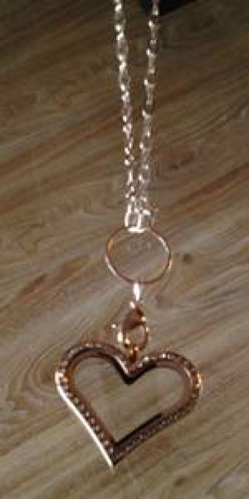 Rose Gold Stainless Steel cz Heart with 22